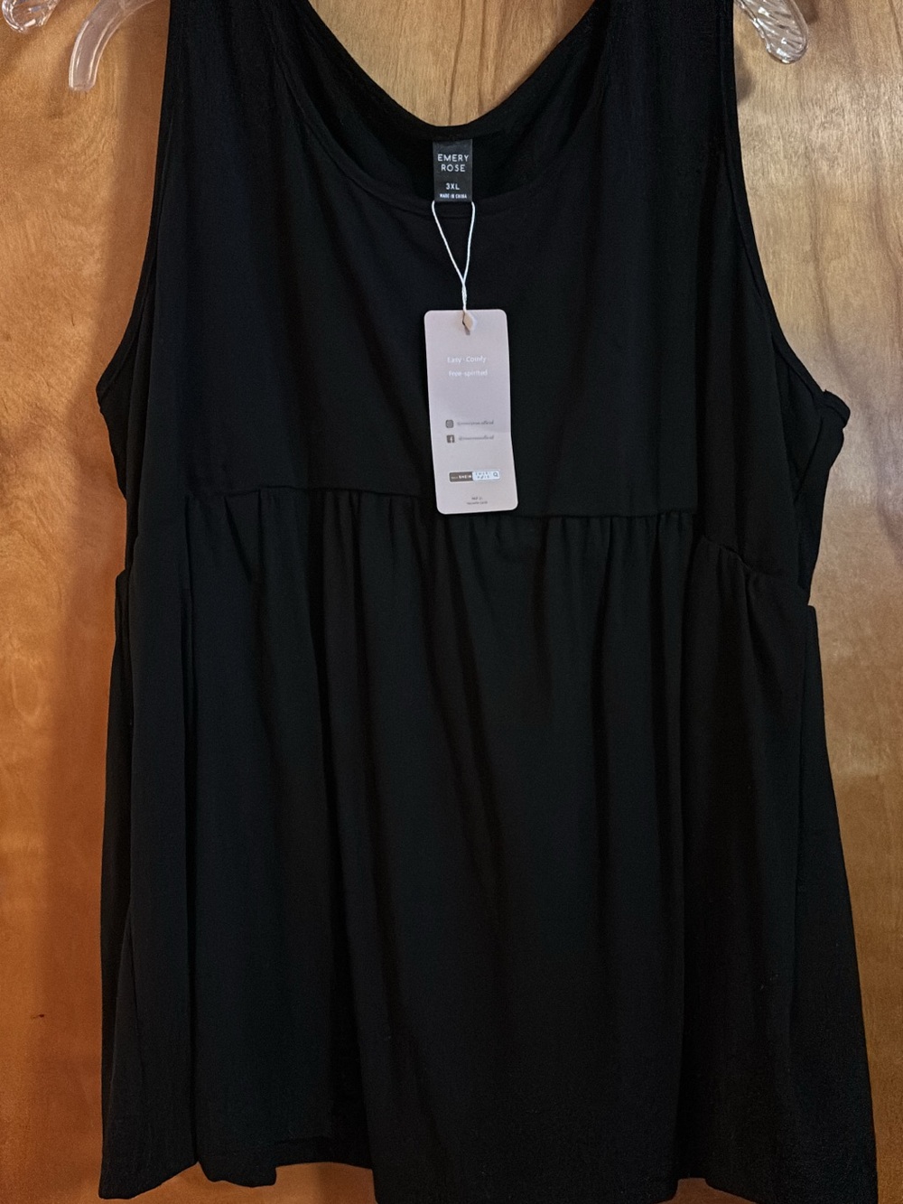 Emery Rose Black Sleeveless Babydoll Tank Top